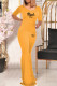 Yellow Fashion Casual Letter Print Basic O Neck Short Sleeve Two Pieces
