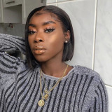 Black Fashion Brazilian Straight Short Bob Lace Front Wigs