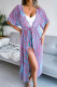 Blue Casual Print Bandage Patchwork Swimwears Cover Up
