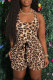 Brown Fashion Casual Print Leopard Basic O Neck Sleeveless Two Pieces