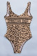 Leopard Print Fashion Sexy Leopard Backless Letter Swimwears
