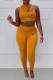 Orange Fashion Casual Print Patchwork O Neck Sleeveless Two Pieces
