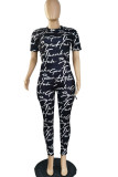 Red Casual Print Patchwork O Neck Short Sleeve Two Pieces