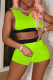 Fluorescent Green Fashion Casual Solid Patchwork Sleeveless Two Pieces