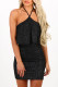 Black Sexy Solid Patchwork Backless Halter Pencil Skirt Dresses