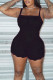 Black Sexy Solid Embroidered Patchwork Spaghetti Strap Regular Rompers