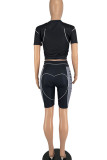 Red Casual Sportswear Print Patchwork O Neck Short Sleeve Two Pieces