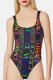 Black Fashion Sexy Letter Backless Swimwears