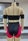 Black Fashion Sexy Solid Hollowed Out Patchwork Backless Off the Shoulder Short Sleeve Two Pieces