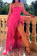 Rose Red Sexy Solid Flounce Spaghetti Strap Trumpet Mermaid Dresses