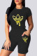 Yellow Fashion Casual Print Patchwork O Neck Short Sleeve Two Pieces