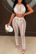 White Sexy Solid Patchwork Swimwears Four Pieces