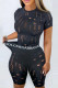 Black Fashion Street Solid Patchwork Letter O Neck Short Sleeve Two Pieces