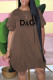 Coffee Fashion Casual Print Letter O Neck Lantern Skirt Dresses