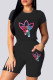 Red Purple Fashion Casual Print Patchwork O Neck Short Sleeve Two Pieces