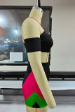 Black Fashion Sexy Solid Hollowed Out Patchwork Backless Off the Shoulder Short Sleeve Two Pieces