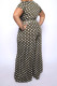 Grey Casual Print Patchwork O Neck Plus Size Two Pieces
