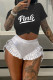 Black Fashion Casual Letter Print Basic O Neck Short Sleeve Two Pieces