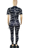 Red Casual Print Patchwork O Neck Short Sleeve Two Pieces
