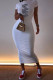 White Fashion Casual Print Letter O Neck One Step Skirt Dresses