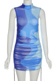 Pink Sexy Print Make Old Half A Turtleneck Pencil Skirt Dresses