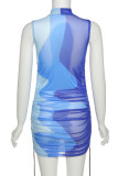 Pink Sexy Print Make Old Half A Turtleneck Pencil Skirt Dresses