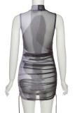 Pink Sexy Print Make Old Half A Turtleneck Pencil Skirt Dresses