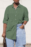 Light Blue Fashion Casual Solid Basic Turndown Collar Denim Shirt Tops