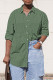 Army Green Fashion Casual Solid Basic Turndown Collar Denim Shirt Tops
