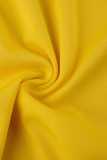 Yellow Casual Solid Patchwork Boot Cut Jumpsuits