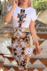 Black And White Fashion Street Print Patchwork O Neck Short Sleeve Two Pieces