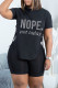 Black Fashion Casual Letter Hot Drilling Bandage O Neck Short Sleeve Two Pieces