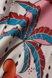 Colour Casual Print Patchwork Strapless Straight Dresses