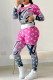 Red Fashion Street Print Letter O Neck Long Sleeve Two Pieces