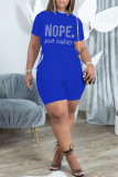 Black Fashion Casual Letter Hot Drilling Bandage O Neck Short Sleeve Two Pieces
