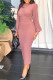 Pink Fashion Casual Solid Patchwork O Neck Long Sleeve Dresses