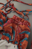 Colour Casual Print Patchwork Strapless Straight Dresses