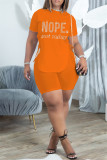 Black Fashion Casual Letter Hot Drilling Bandage O Neck Short Sleeve Two Pieces
