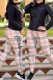 Khaki Fashion Street Plaid Letter Mandarin Collar Long Sleeve Two Pieces