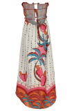 Colour Casual Print Patchwork Strapless Straight Dresses