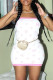 White Fashion Sexy Print Letter Spaghetti Strap One Step Skirt Dresses