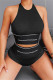 Black Fashion Casual Letter Print Patchwork O Neck Sleeveless Two Pieces