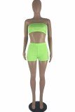 Blue Fashion Sexy Solid Backless Strapless Sleeveless Two Pieces
