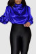 Colorful Blue Casual Elegant Solid Patchwork Fold Turtleneck Tops