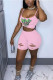 Pink Fashion Sexy adult Letter Patchwork Print Hole Burn-out Two Piece Suits Straight Sleeveless Two Pieces