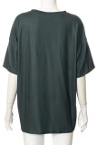 Purple Casual Street Print Patchwork O Neck T-Shirts
