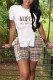 Khaki Casual Print Patchwork Slit O Neck Short Sleeve Two Pieces