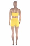 Blue Fashion Sexy Solid Backless Strapless Sleeveless Two Pieces