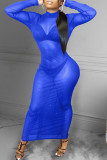 Red Sexy Solid Patchwork Backless Half A Turtleneck One Step Skirt Dresses