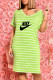 Light Green Fashion Casual Striped Letter V Neck Straight Dresses